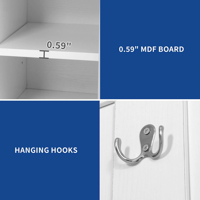 Moasis Entryway Coat Rack Shoe Bench Set, Farmhouse 7 Hooks Hall Tree Coat Shoe Rack