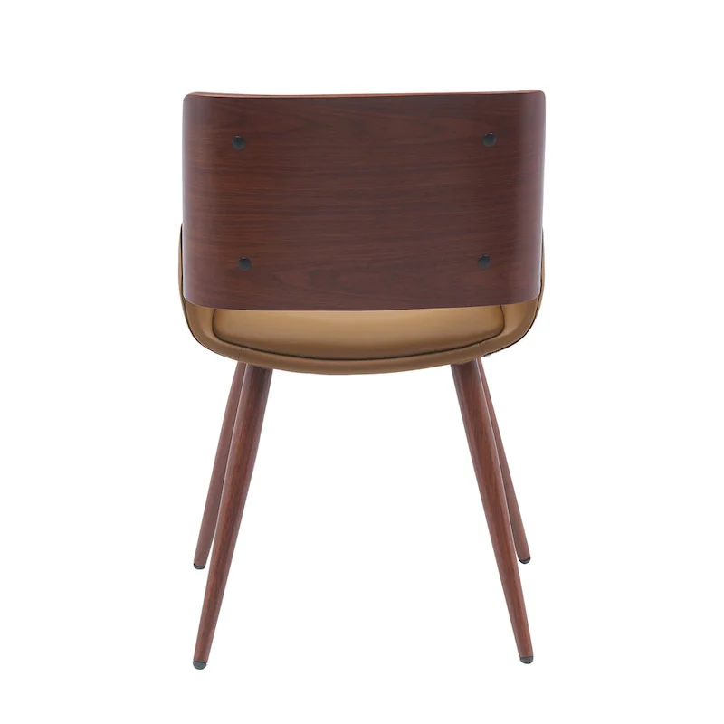 Faux Leather Mid-Century Dining Chair with Metal Legs