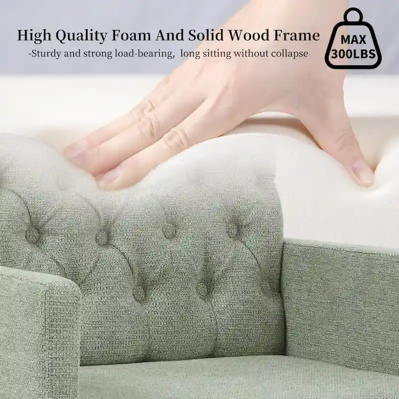 HOMYKA Sherpa Accent Chair Button Tufted Upholstered Linen Velvet Modern Armchair