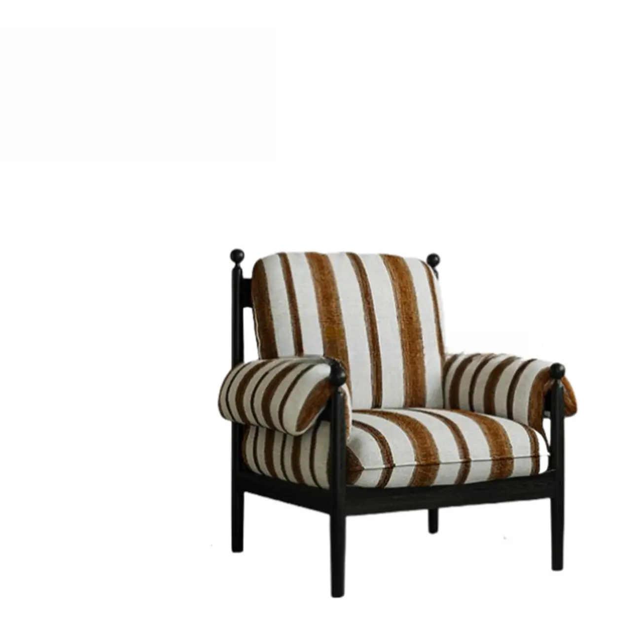 Modern Striped Accent Chair with Removable Cushion