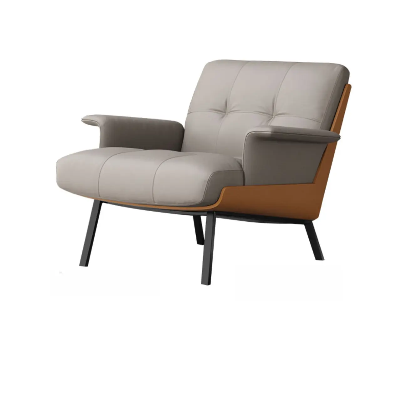 Modern Tufted Microfiber Leather Accent Chair with Arms