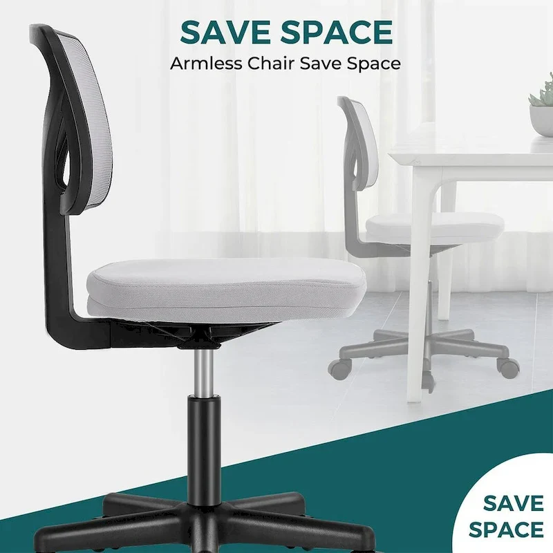 Armless Small Office Desk Chair with Back