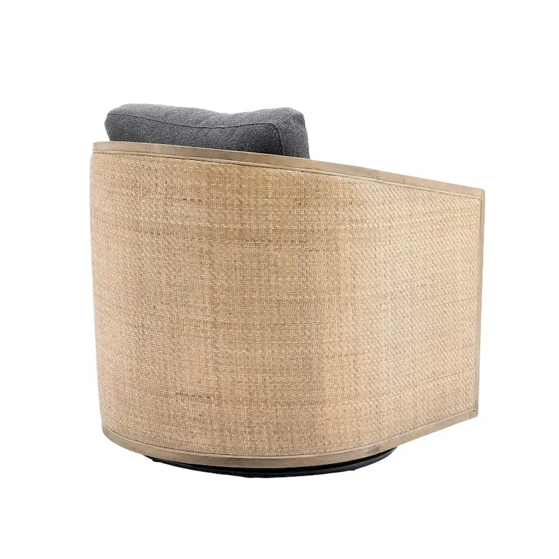 Carbon Black 30.12 Upholstered 360 Swivel Barrel Chair with Sturdy Hardwood Frame