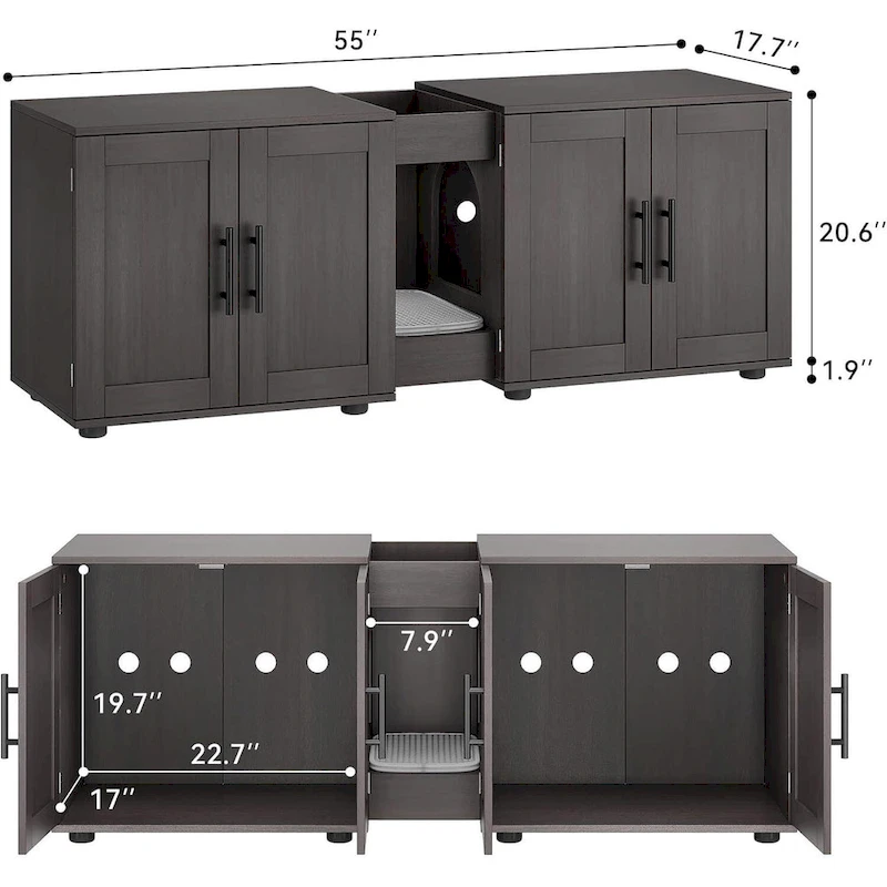 Intimate Double-Room Cat Litter Cabinet Furniture