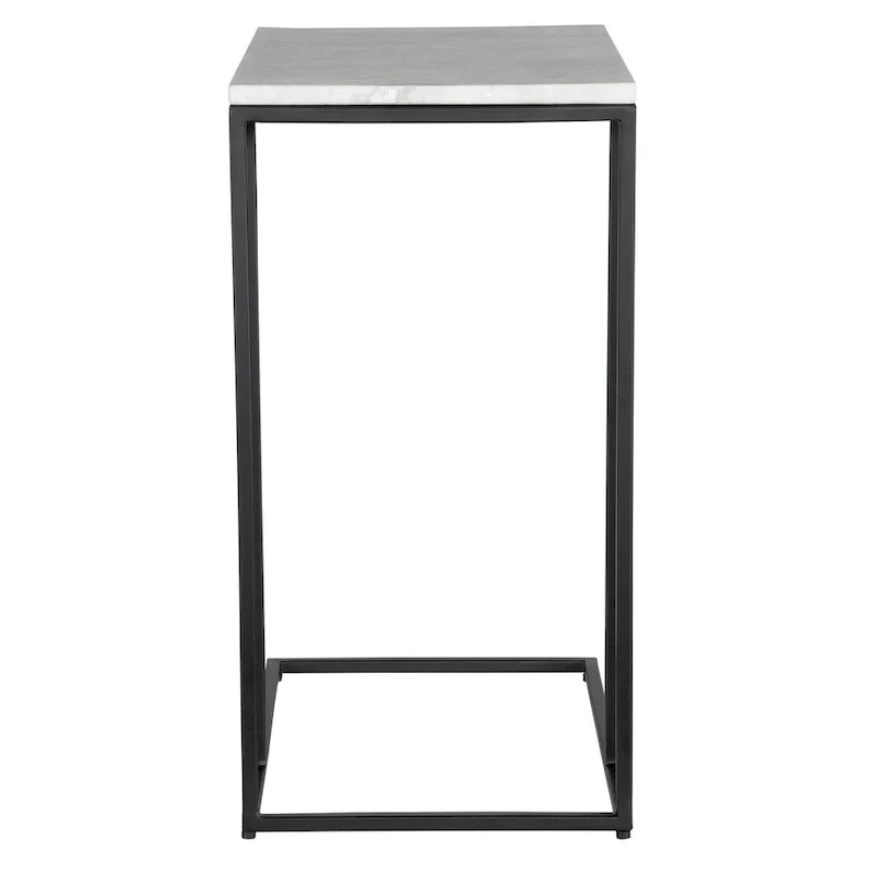 Black Metal and White Marble Accent Table