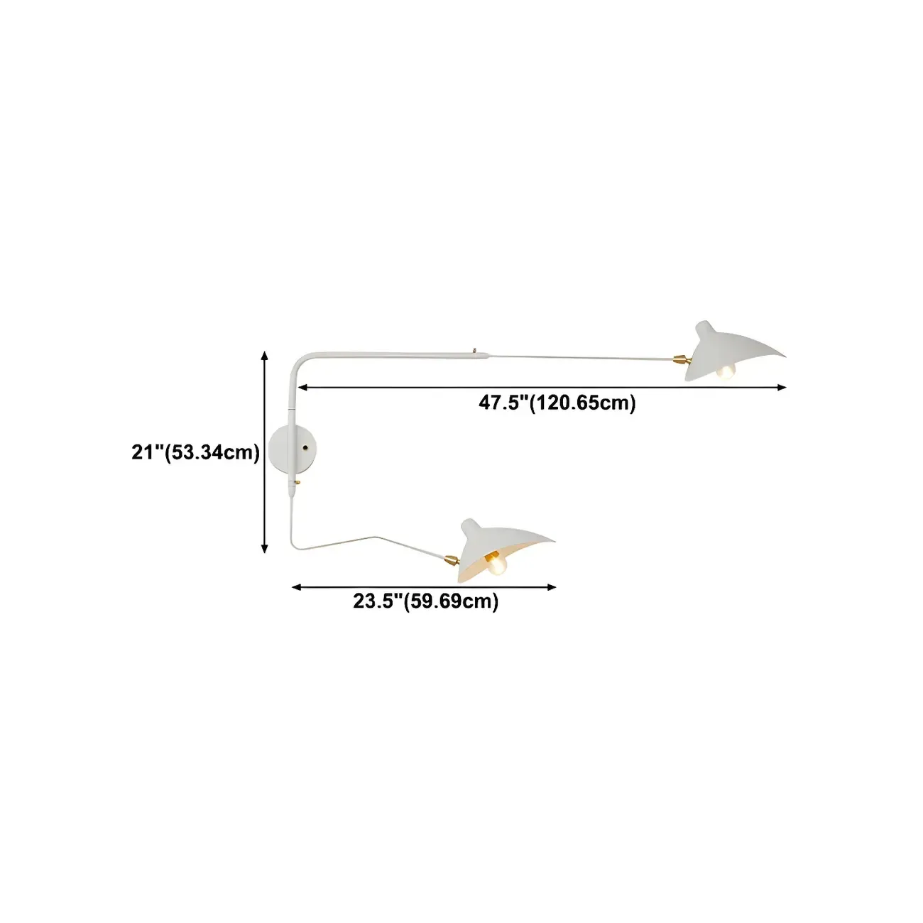 Modern 2-Light White Dual-Arm Swing Arm Wall Light