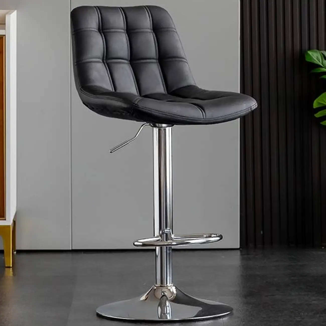 Glam Faux Leather Swivel Adjustable Bar Stools