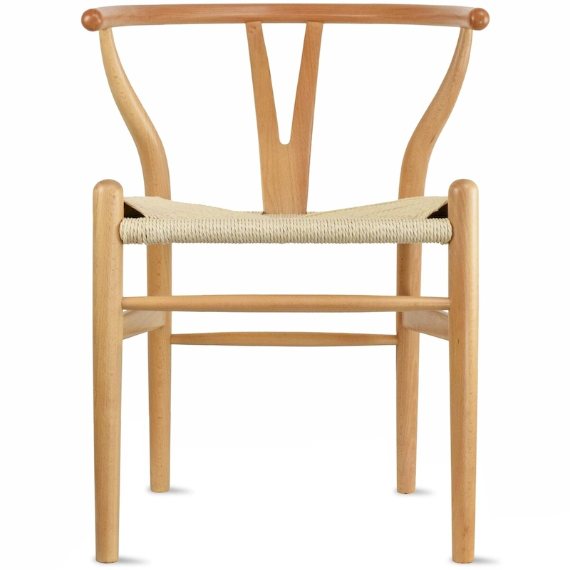 Modern Wood Dining Chair With Open Back Arm Armchair Hemp Seat For Home Restaurant Office