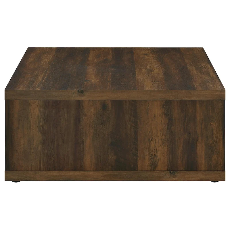 Rizz Coffee Table, Square Cube Design Open Shelf, 36 Inch Dark Brown