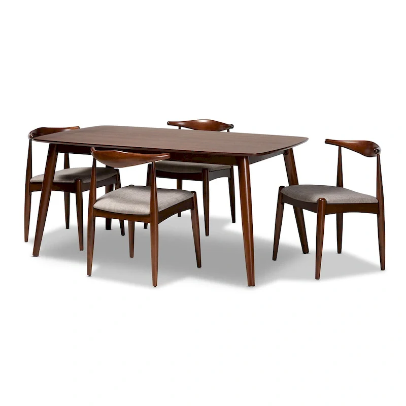 Walnut Brown 5-Piece Dining Set for 4