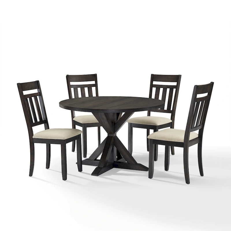 Crosley Hayden 5Pc Round Dining Set Slate Table, 4 Chairs