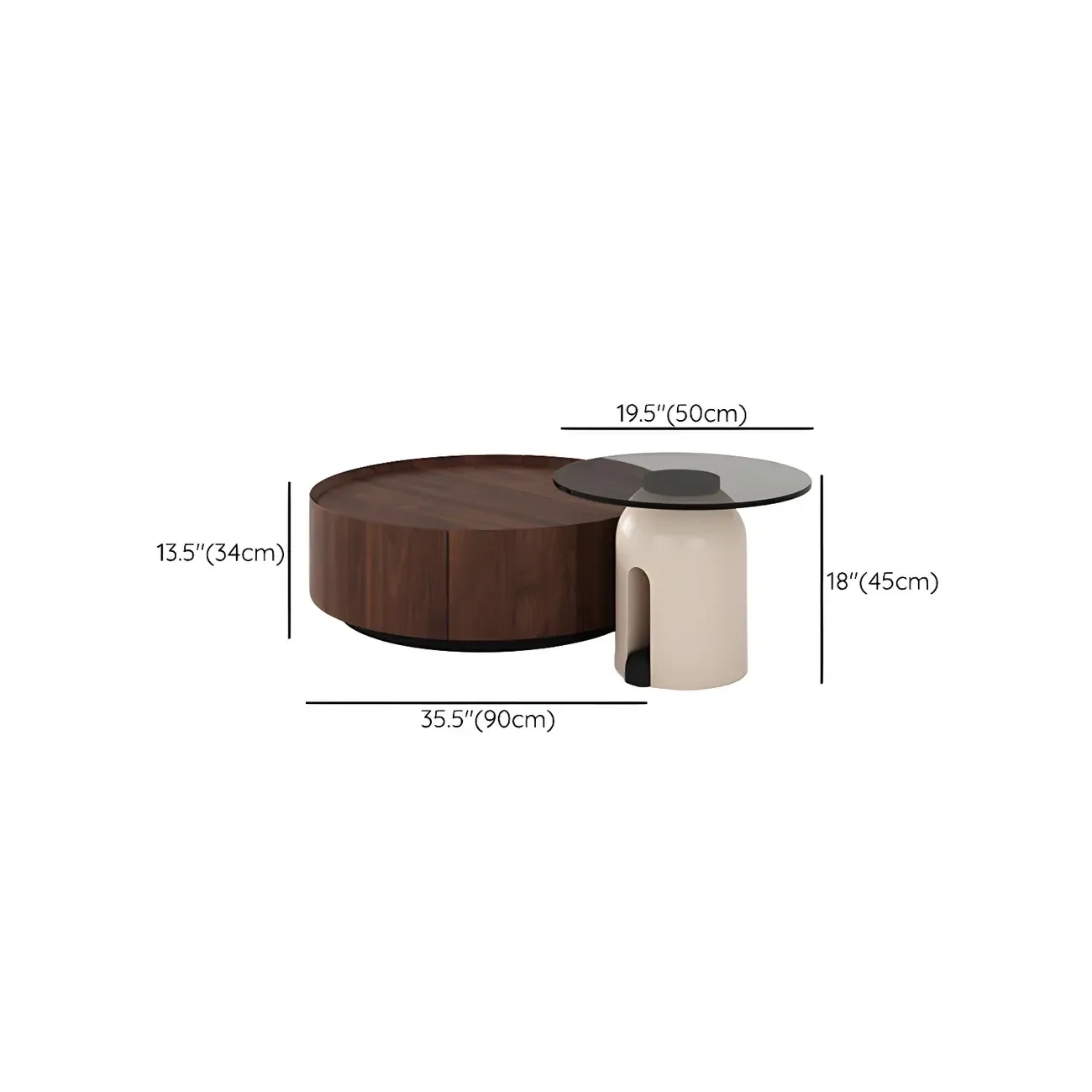 Brown Modern Stylish Round Wood Drawer Coffee Table