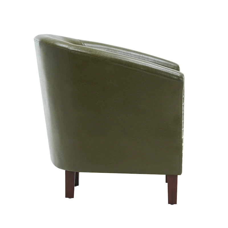 PU Leather Barrel Accent Chair - Brown Single Seat