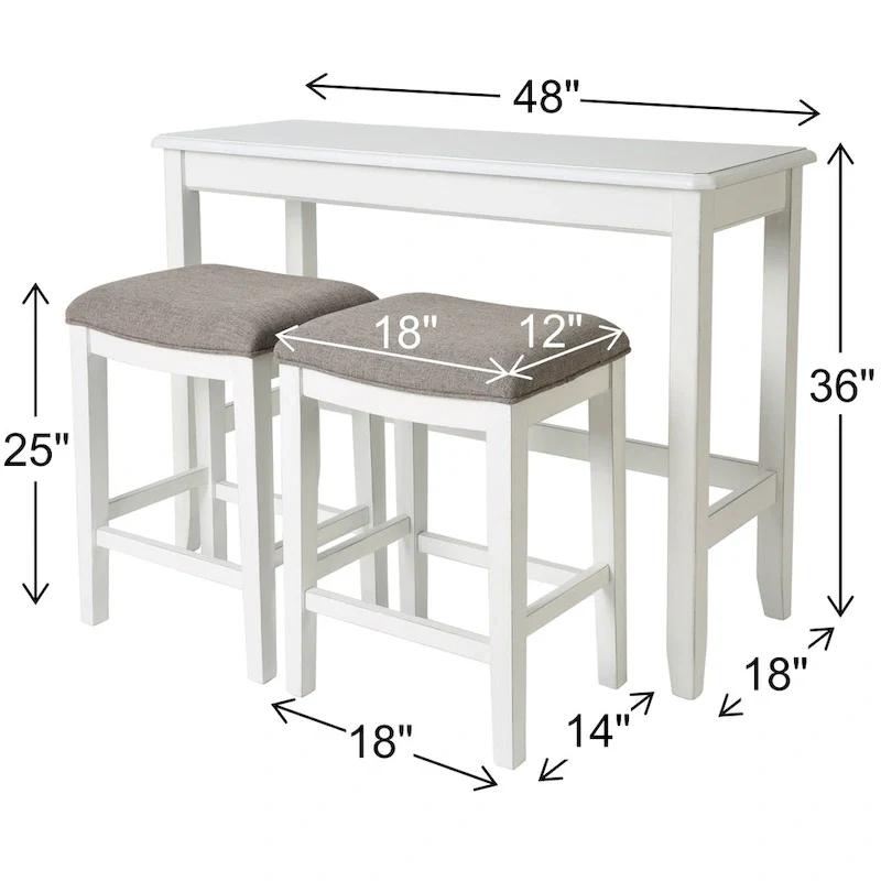 New Ridge Home Pub-Height Sofa Table with Two Counter-Height Stools