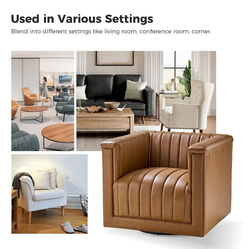 Esteban Modern Leather Upholstered Swivel Barrel Chair Set of 2 by HULALA HOME