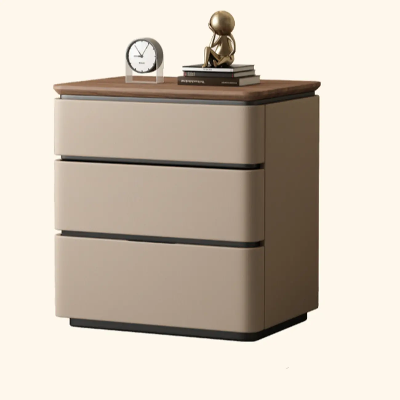 Modern Narrow Wooden Nightstand with 3 Drawers