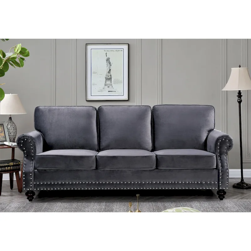 Suffield Velvet Nailhead 2-Piece Set-Loveseat & Sofa