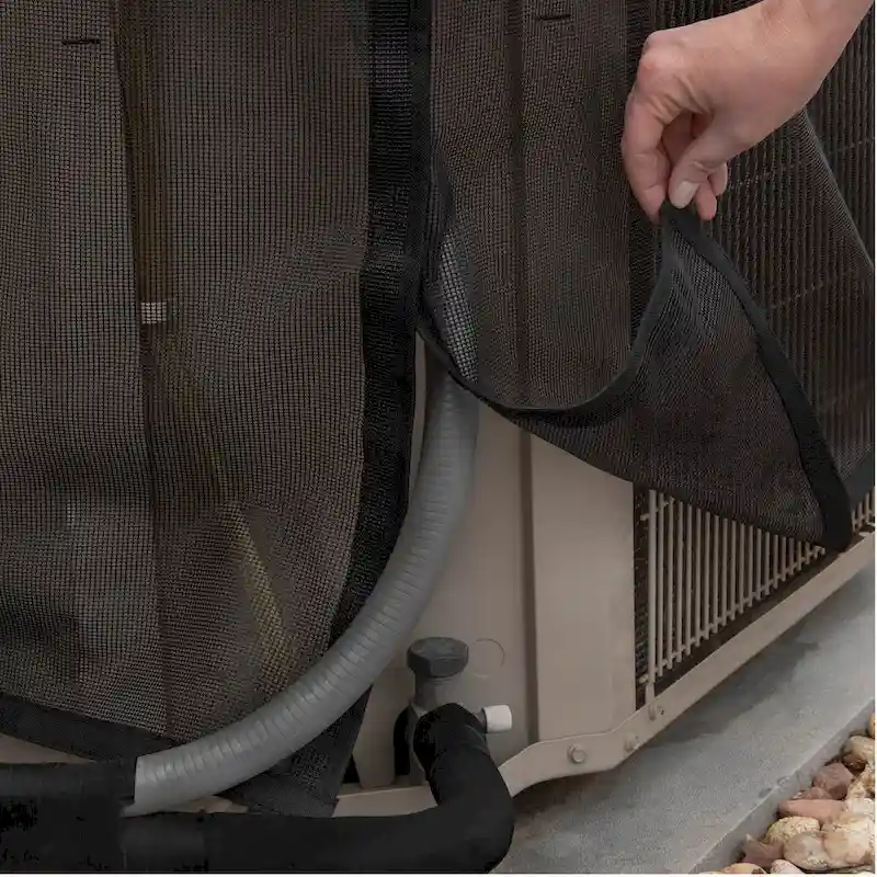 Modern Leisure Basics Square Air Conditioner Cover, 32  Square X 32 H, Black & Beige - 32 L x 32  W x 32  H