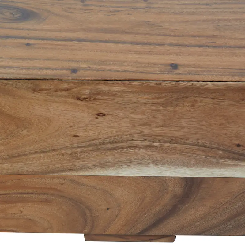 Wood Block Bench with Elevated Base - Brown - 16W x 71L x 15H