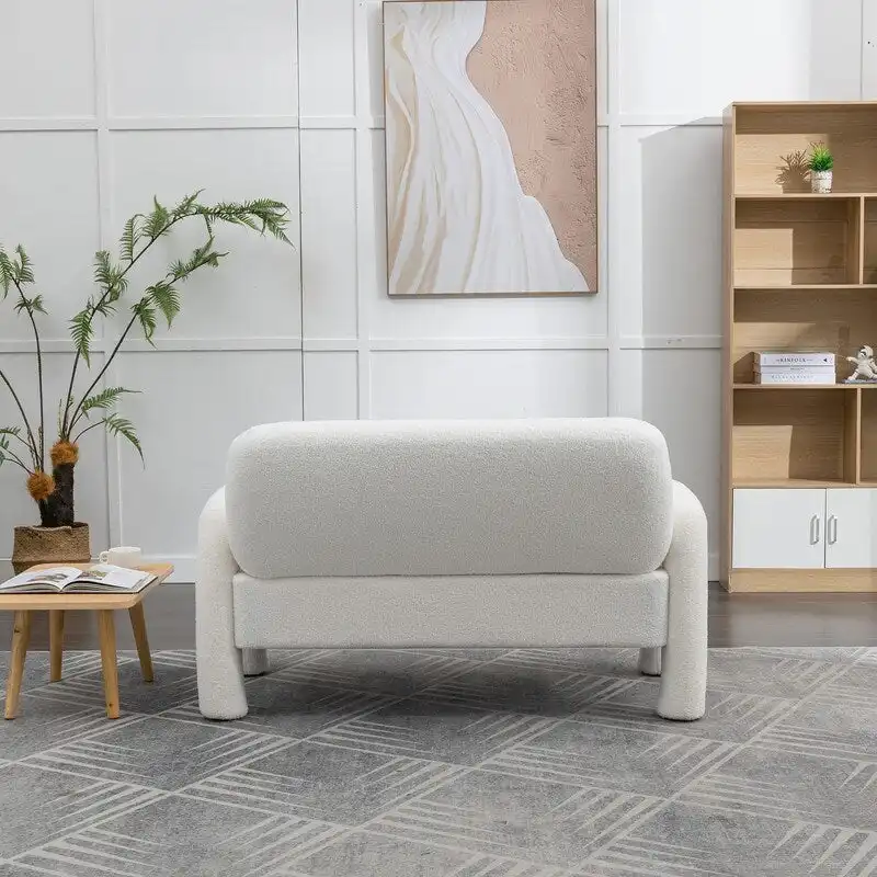 SEYNAR Mid-Century Modern Boucle 51 Solid Wood Curved Sofa