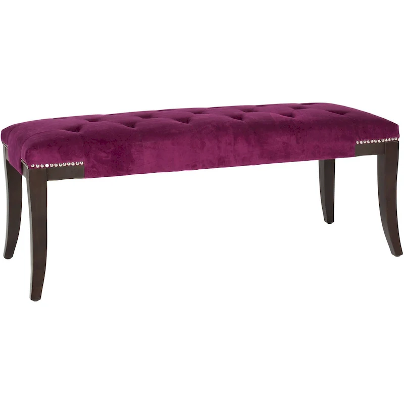 Cream Tufted Nailhead Bench - 48Wx20Dx19H