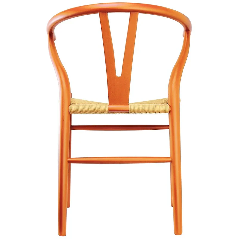 Set of 2 Wood Dining Chairs with Woven Rope Seat