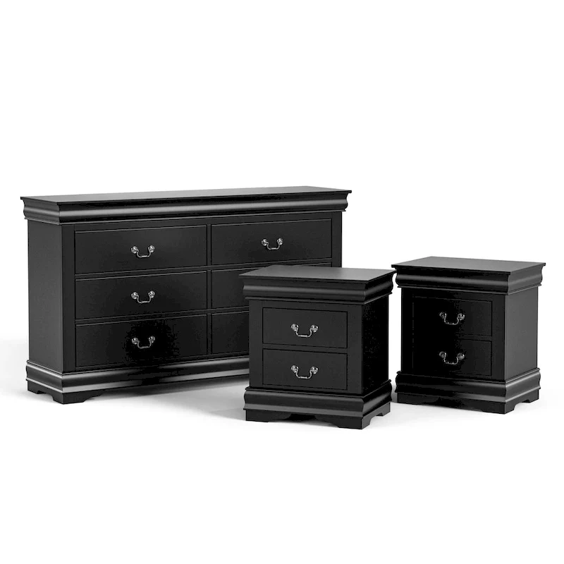 Furniture of America Devi Traditional 3-Piece Solid Wood Nightstand and Dresser Set