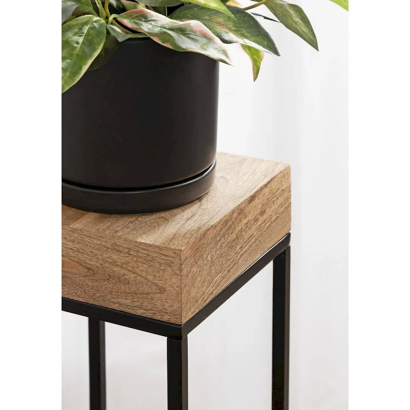 Wood and Metal Drink Table - 8x8x23