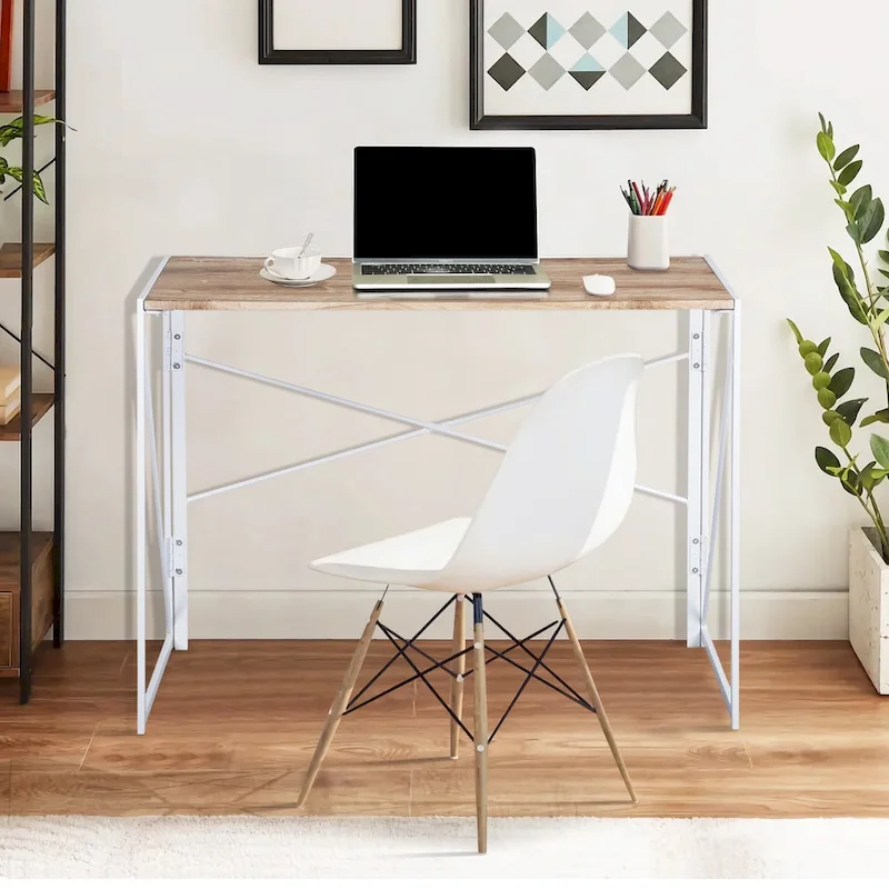 HomyLin 39  Simple Folding Study Writing Desk, No Assembly Required