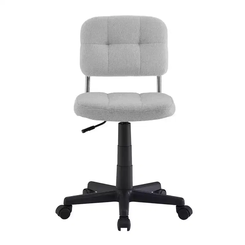 Gray / White Armless Swivel Office Chair, Height Adjustable, Seats 1