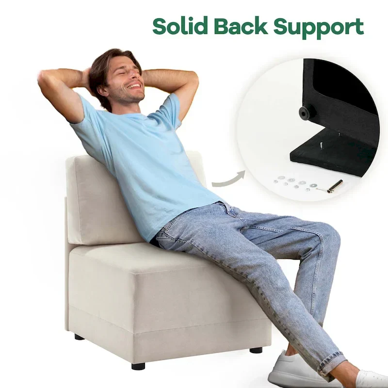 Modern Modular 3 Piece Reversible Sectional Linen Sofa Couch Optional in Free Combination