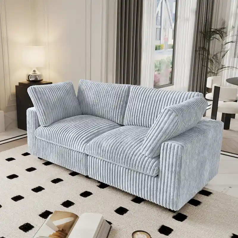 78.74 Modular Sectional Couches, Plush Deep Seat Sleeper Sofa with Removable Covers