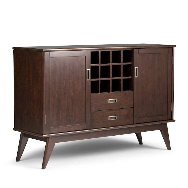 Tierney SOLID HARDWOOD 54 inch Wide Mid Century Modern Sideboard Buffet and Winerack - 54 W x 17 D x 36 H
