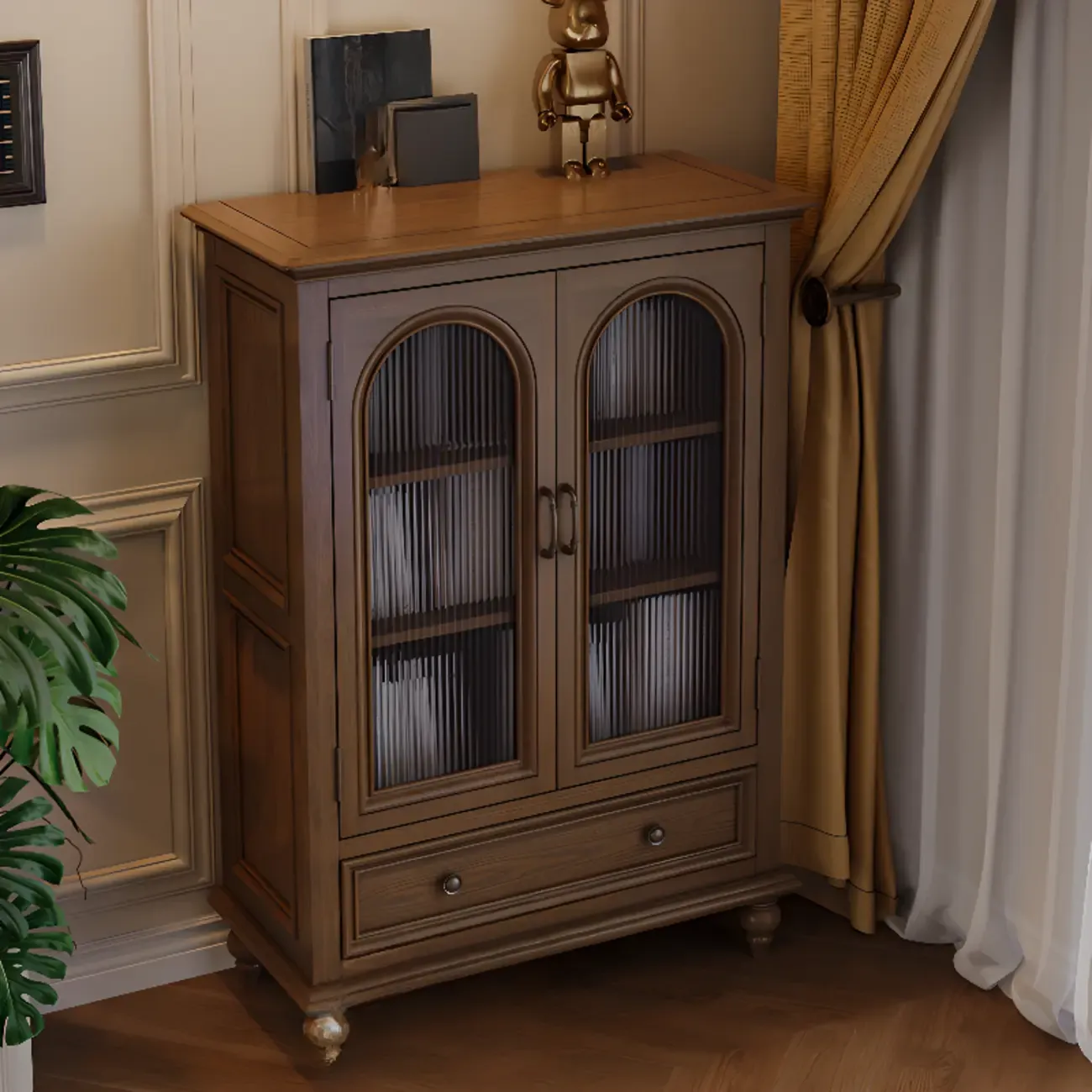 Vintage Ash Wooden Standard Accent Cabinet with 1 Drawer