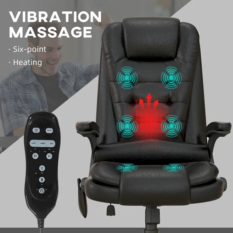 HOMCOM High Back Vibration Massage Office Chair with 6 Vibration Points, Beige