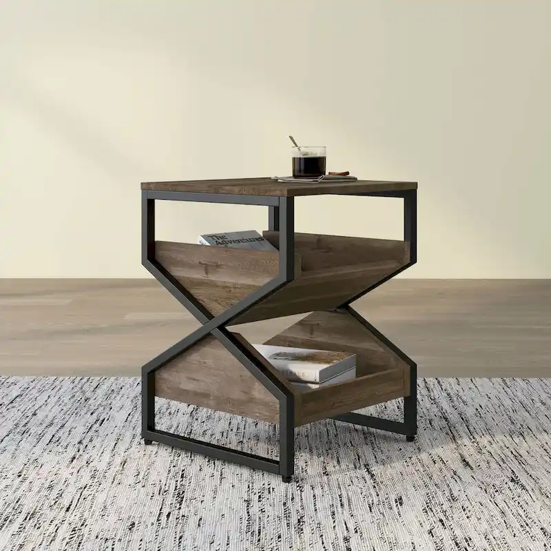 DH BASIC Industrial 17-inch Metal 1-Open Shelf End Table by Denhour