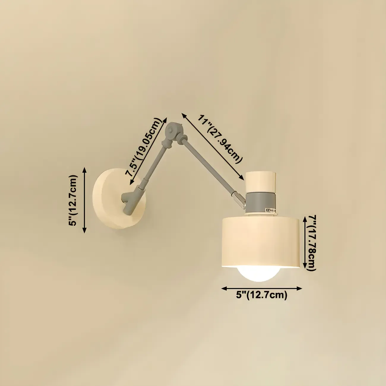 Modern Wood Metal Swing Arm Wall Light