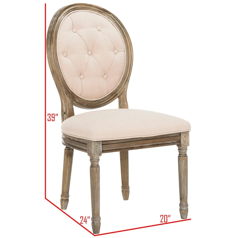 SAFAVIEH Eskarne Rustic Oak Tufted Oval Dining Chair (Set of 2) - 20 x 24 x 39 - 20Wx24Dx39H