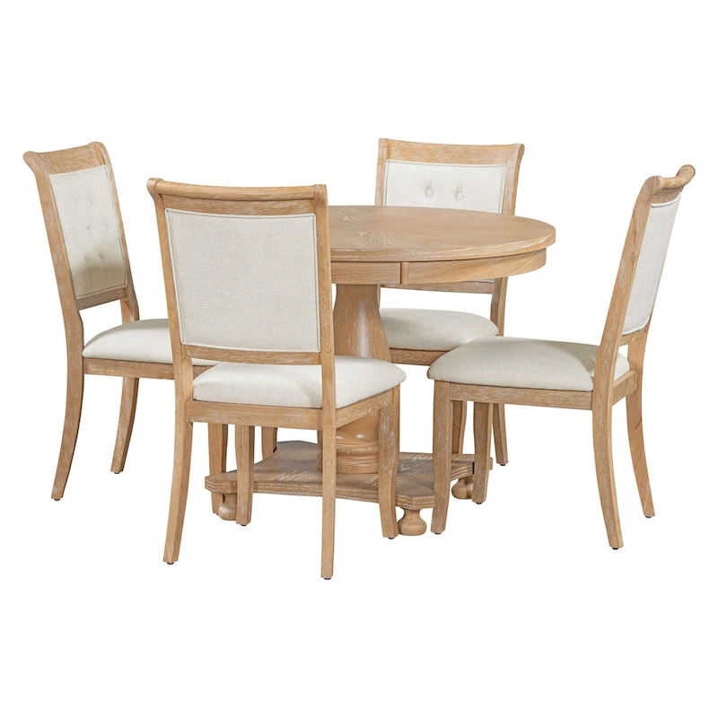 Lak Retro 5-Piece Dining Sets with Upholstered Chairs by GDFStudio