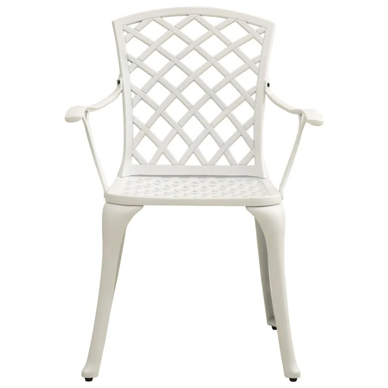 Outdoor Patio Chair Set of 4, Cutout Backrests, White Aluminum Metal