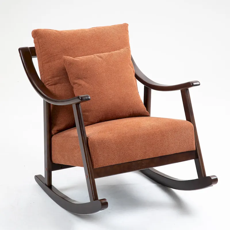 Linen Solid Wood Rocking Arm Chair