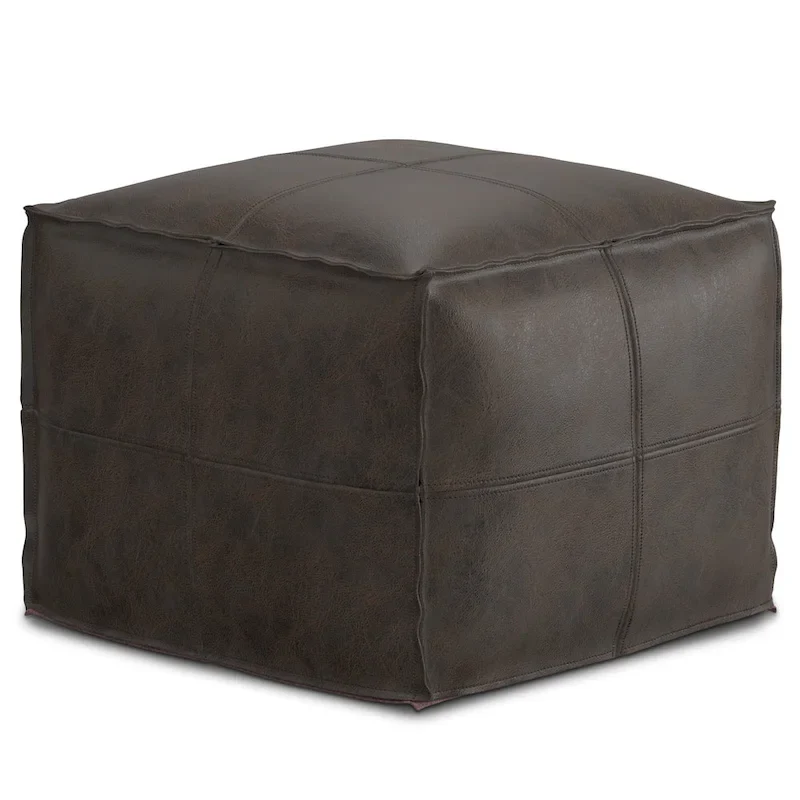 WYNDENHALL Erving Boho Square Pouf in Leather
