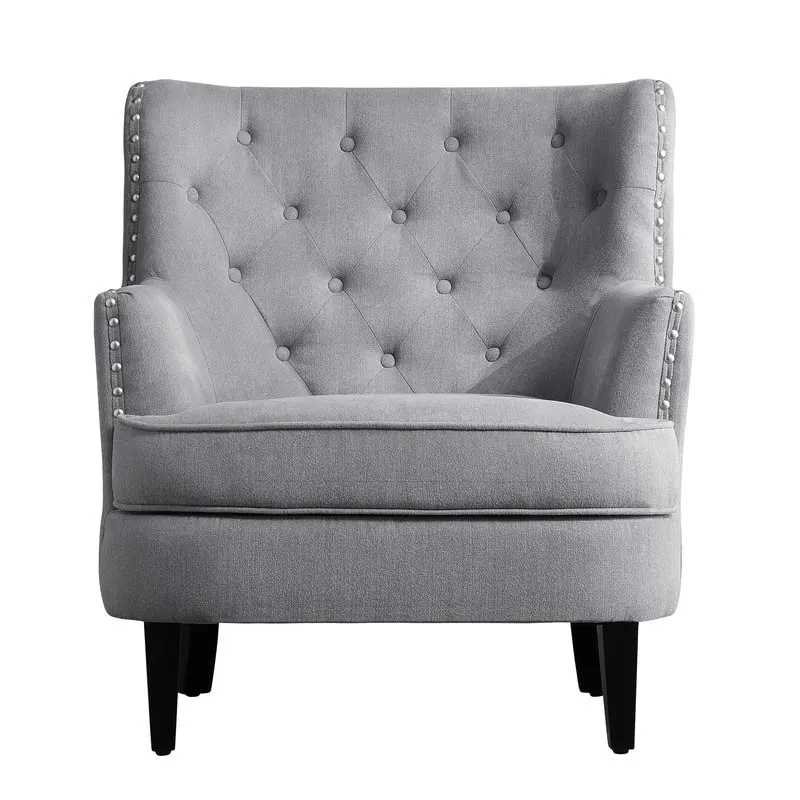 Moser Bay Mignon Velvet / Linen 30  Wide Tufted Wingback Accent Chair