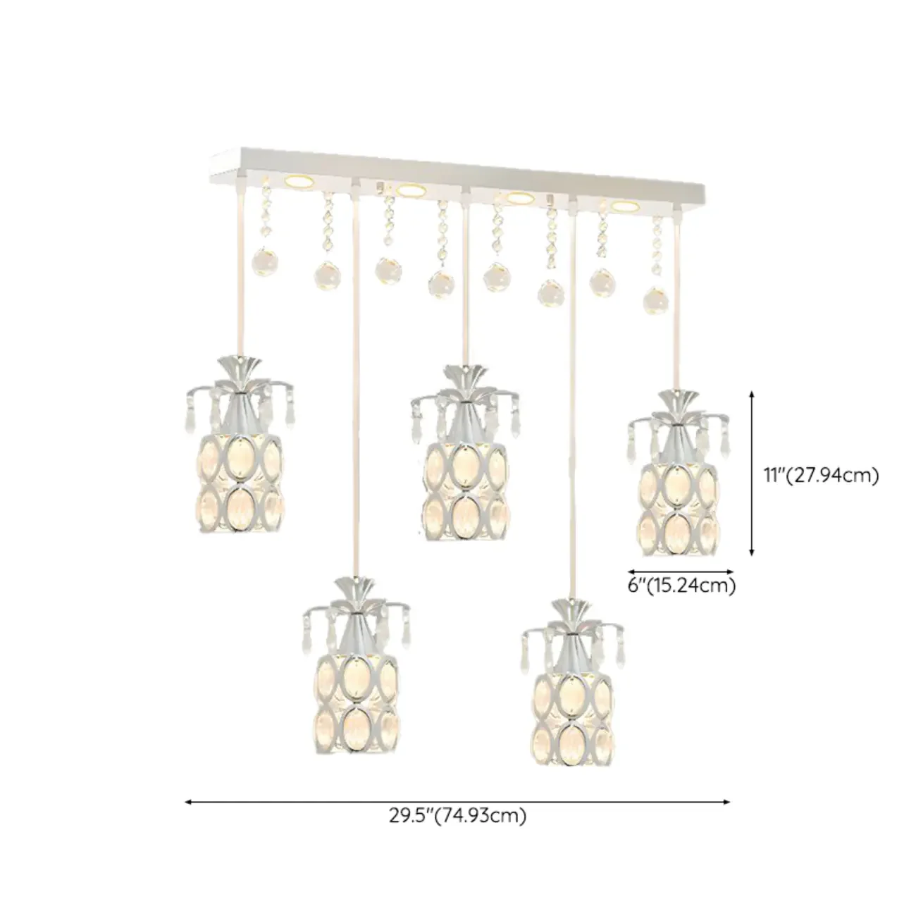 Elegant Cylinder Crystal Kitchen Island Pendant Light with Spotlight