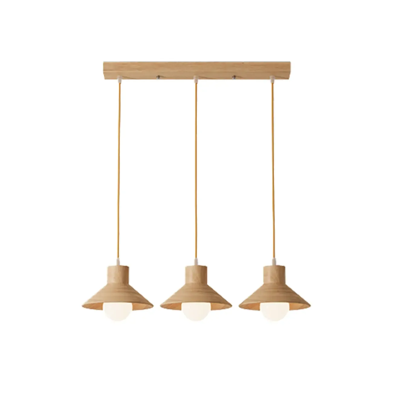 Rustic Island Light Modern Wood 3 Lights Cone Island Pendant