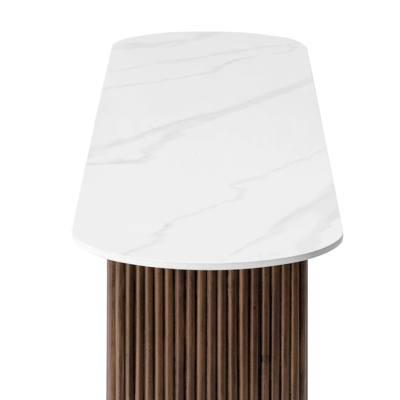 Marble Console Table Entryway Table with Fluted Base