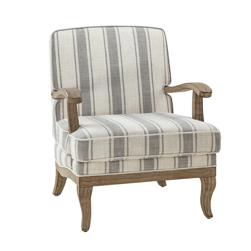 Rinaldo Farmhouse Polyester Armchair with Solid Wood Legs by HULALA HOME