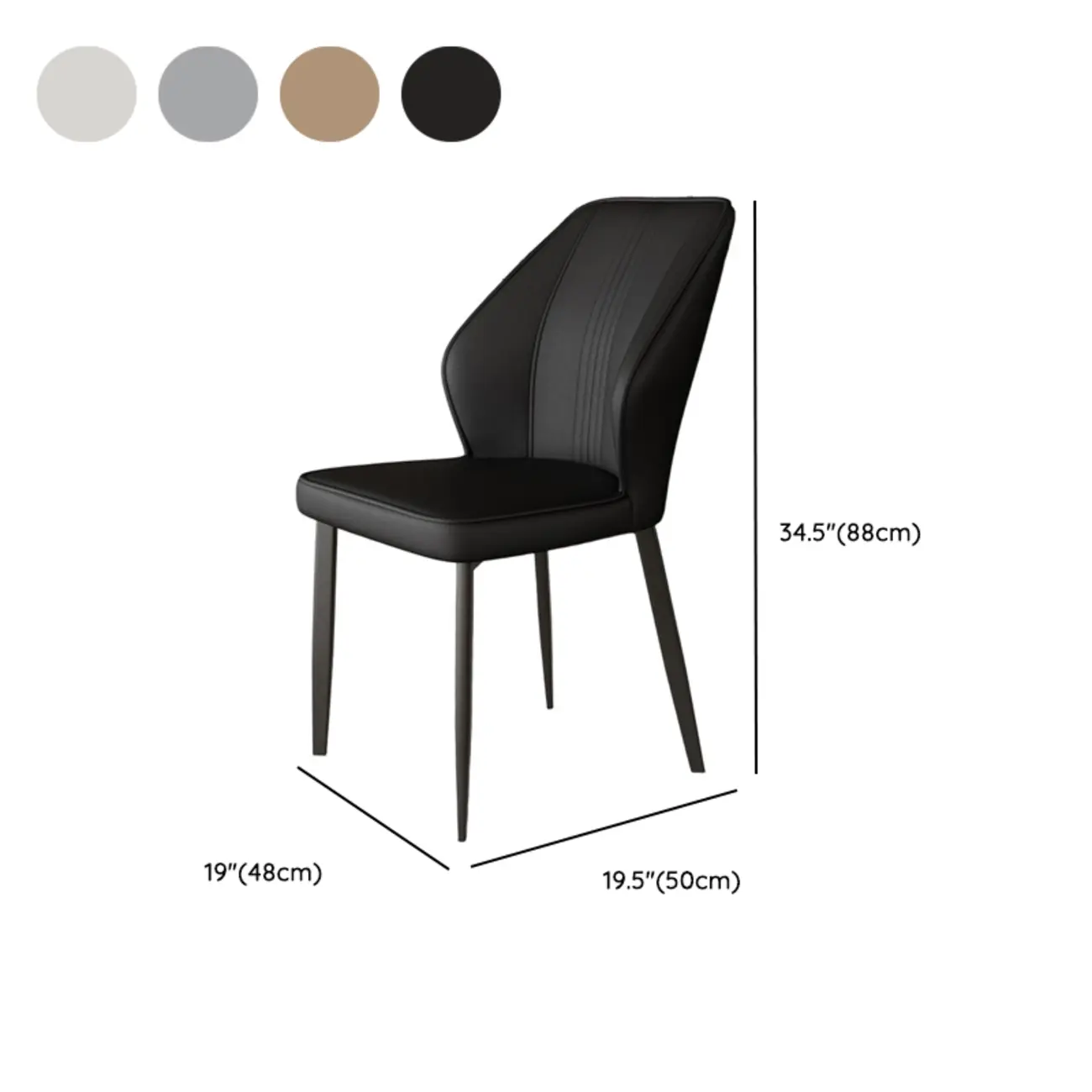Modern Faux Leather Upholstered Wingback Dining Chair with Metal Legs