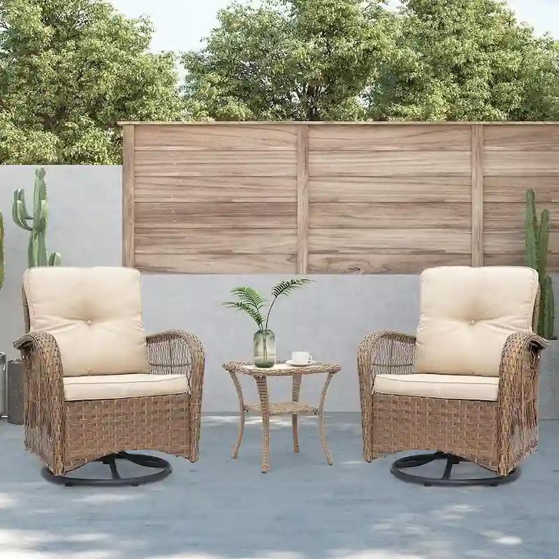 3-piece Wicker Swivel Chair Conversation Set by Havenside Home