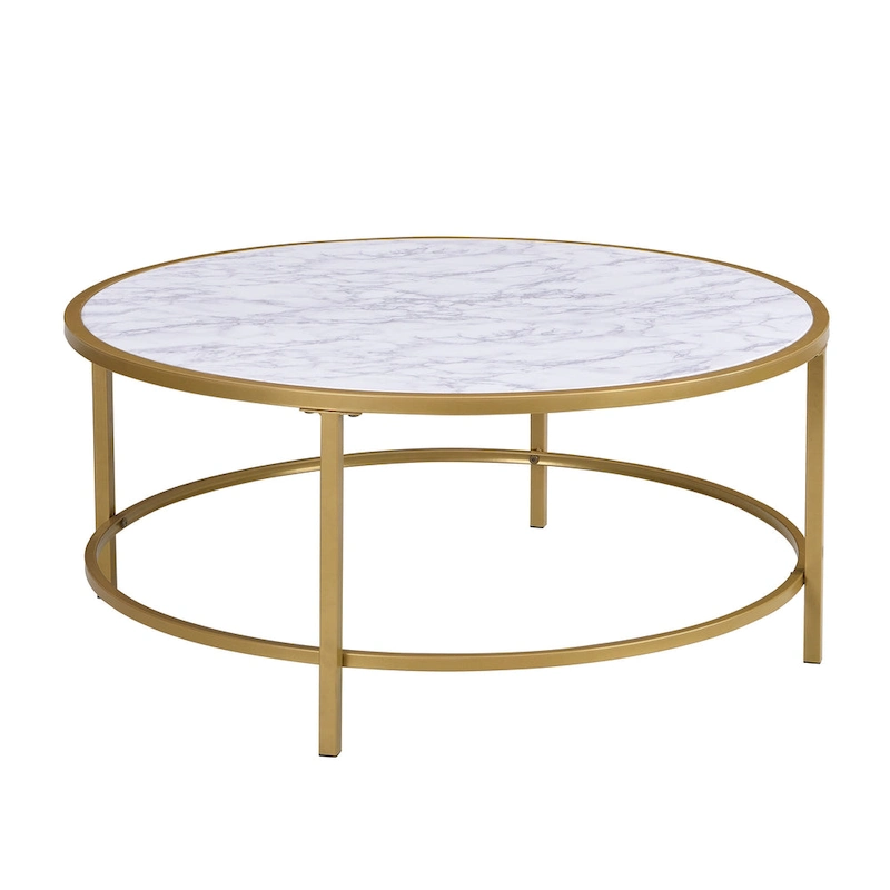 Carolina Living Verazano Faux Marble Top 36 Round Coffee Table - Gold